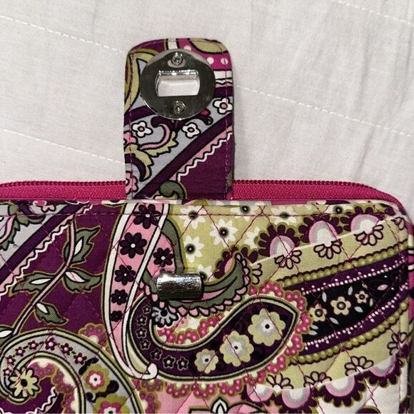 Vera Bradley RFID Very Berry Fuchsia Pink Brown Zip Turn-lock Large Wallet - Picture 8 of 10